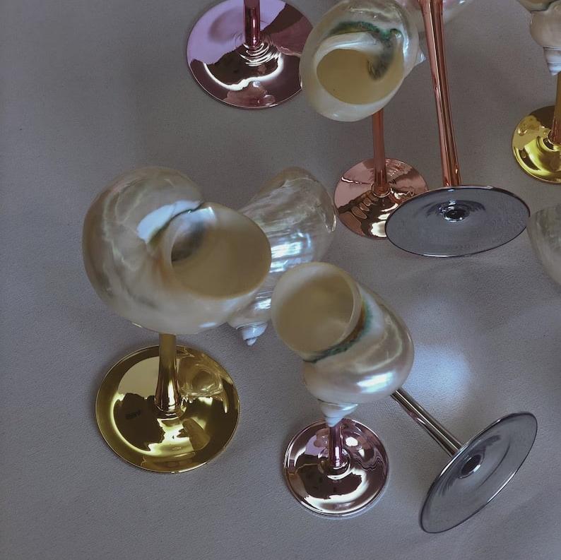 Natural Conch Shell Wine Glasses - Bridesmaid Gifts