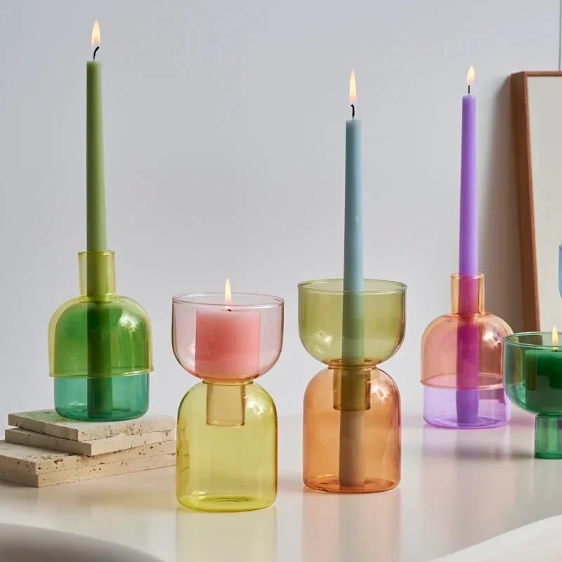 Retro Glass Candle Holder – Vintage Nordic Glass for Candles and Decor