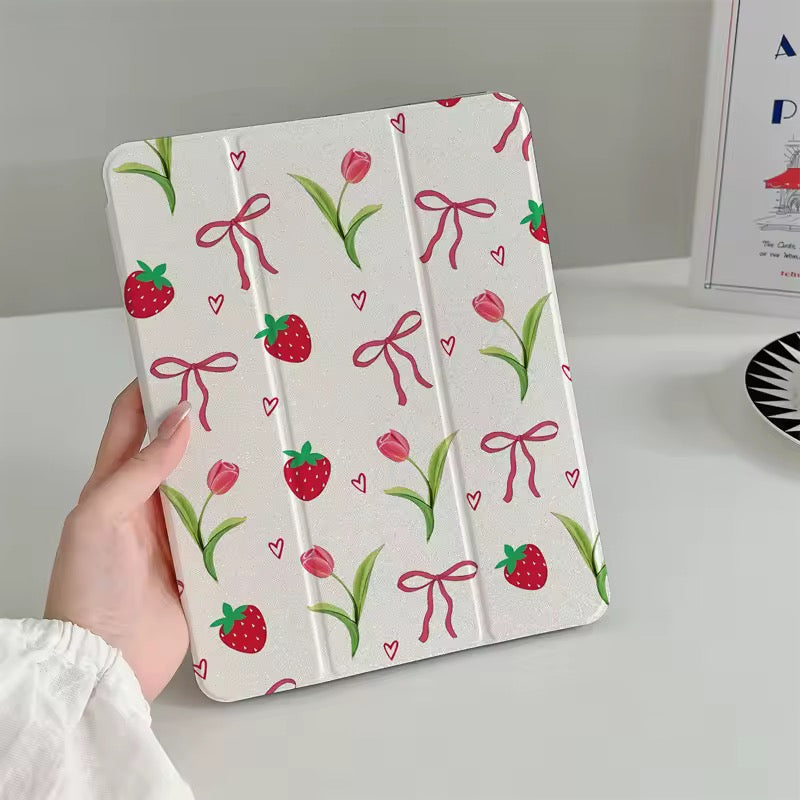 Coquette Strawberry Tulip iPad Case Coquette Aesthetic Cover