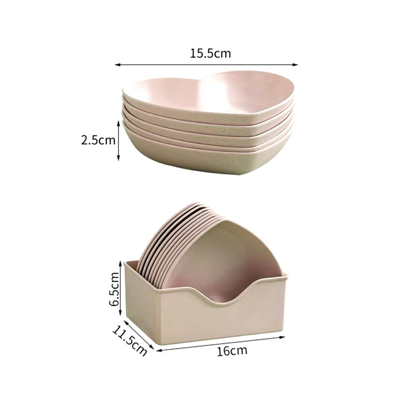 Pink heart dish set for aesthetic kitchen decor