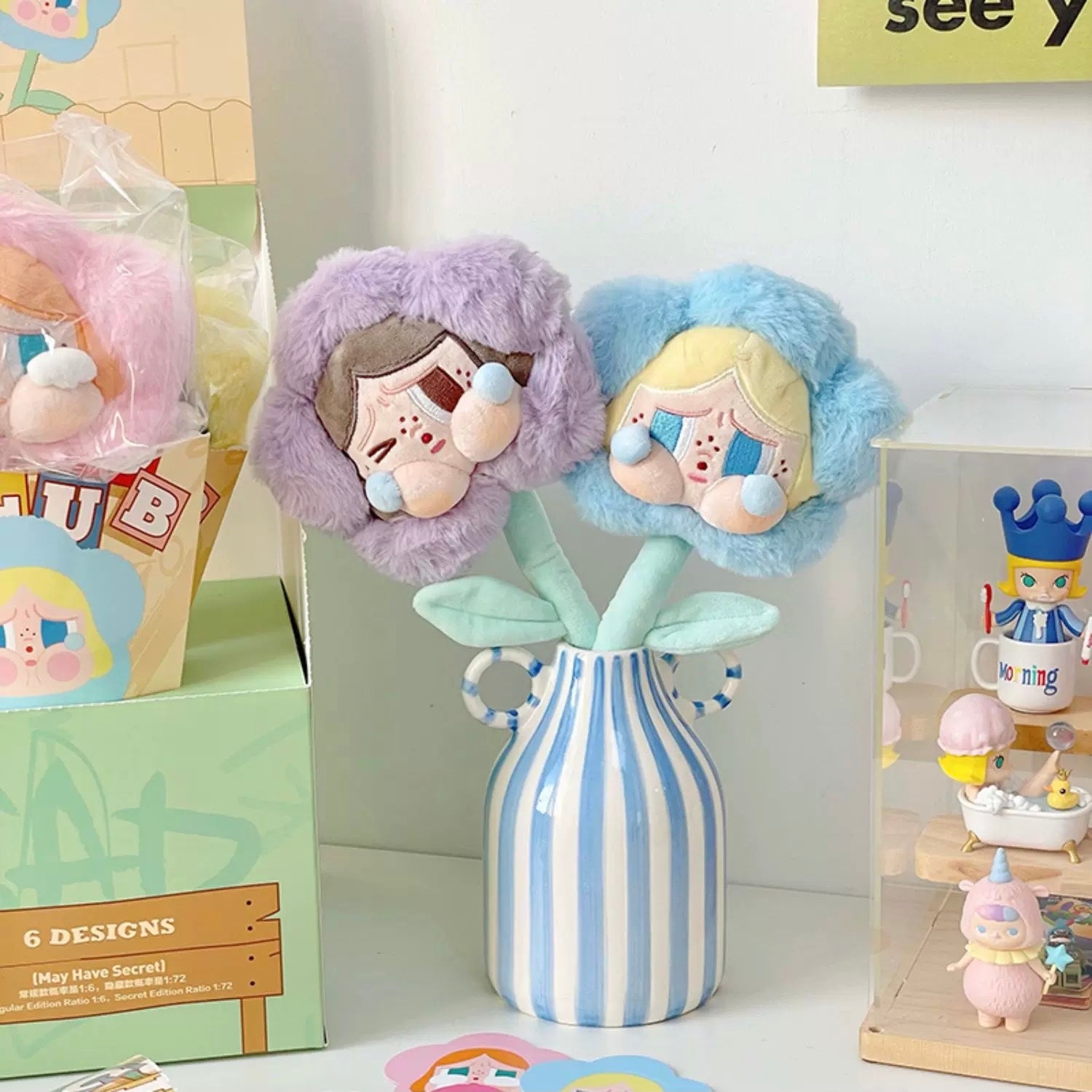 Minimalist flower vase with bold stripes and artisan charm