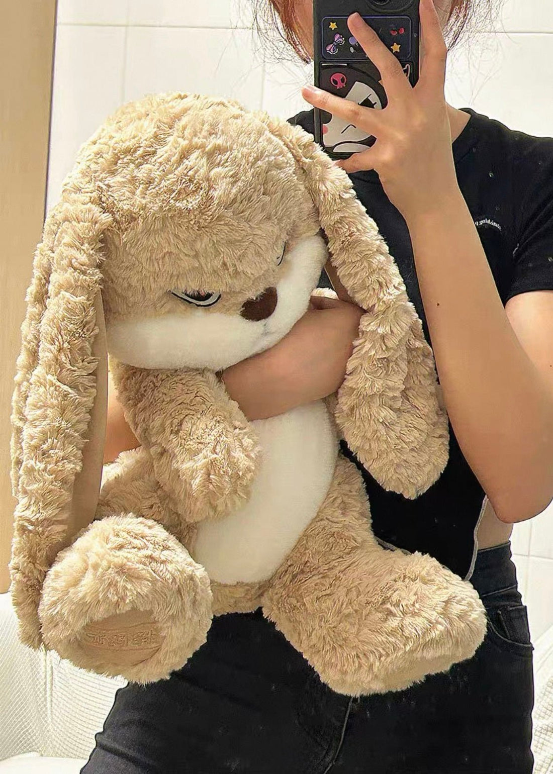 The Angry Rabbit Plush Toy placed on a shelf as a decorative piece.