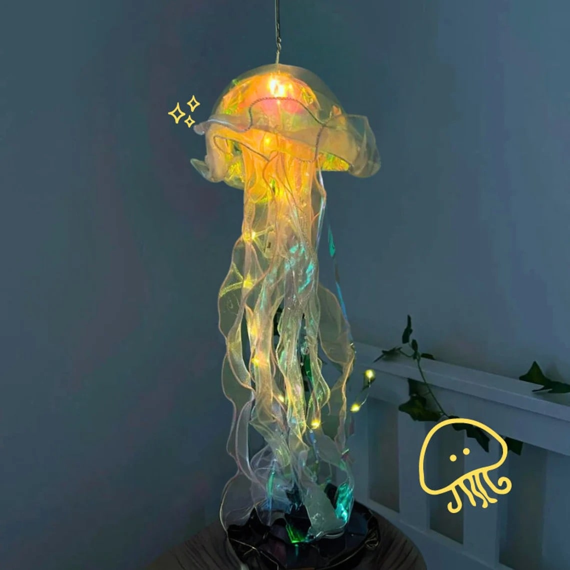 Ocean animals themed night light – jellyfish hanging lamp