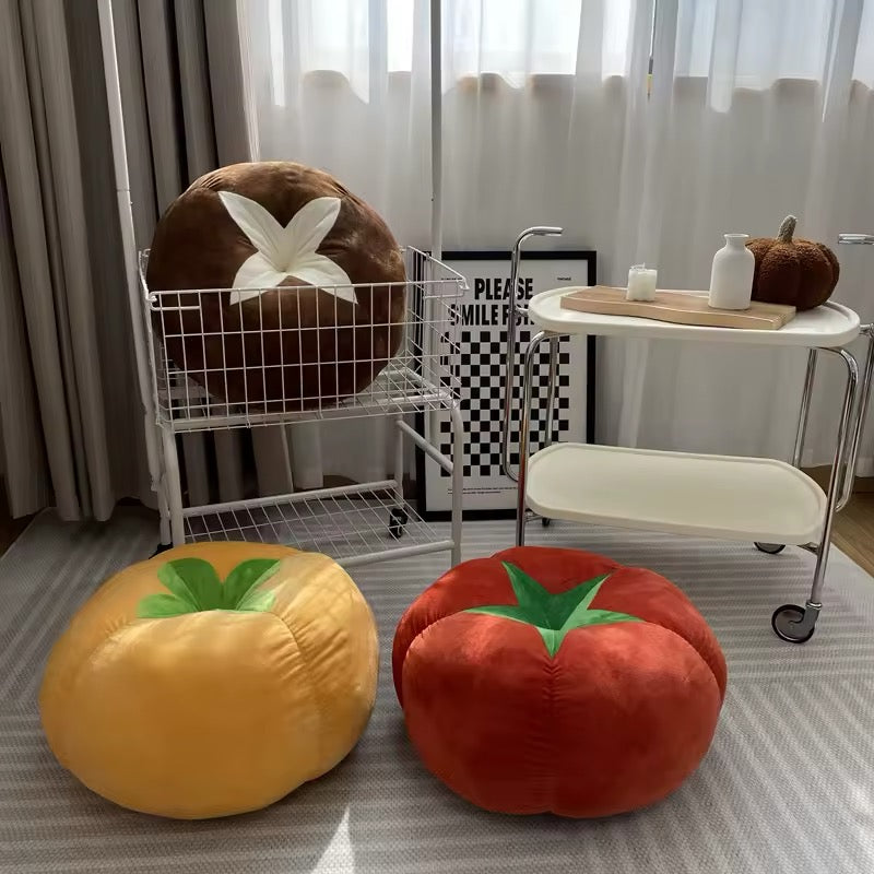 Cute home decor with tomato-shaped cushion