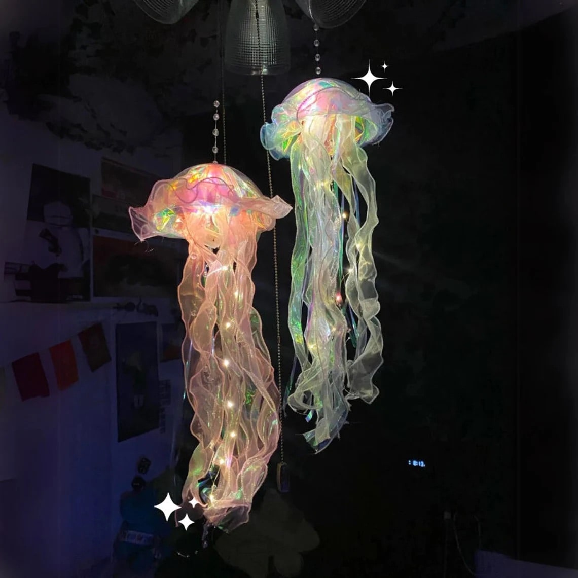 LED jellyfish lamp for mermaidcore and underwater decor