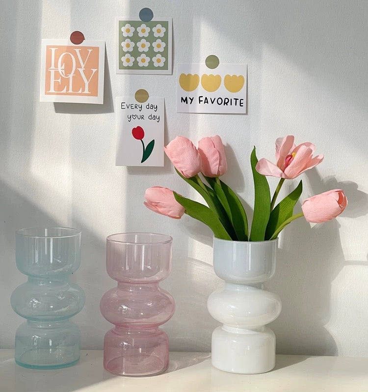 Pink Glass Vase with Nordic Minimalistic Design