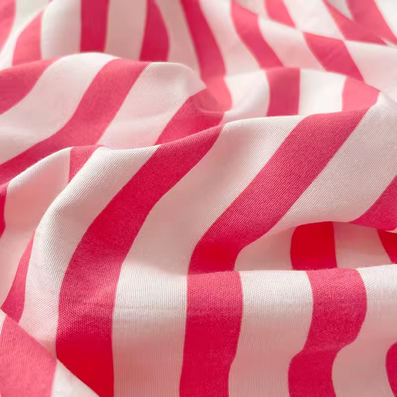 Close-up of red and white striped fabric