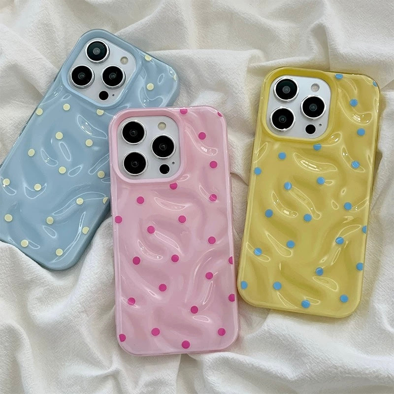 Glossy polka dot iPhone case from The Feelz Store — cute, protective, and aesthetic