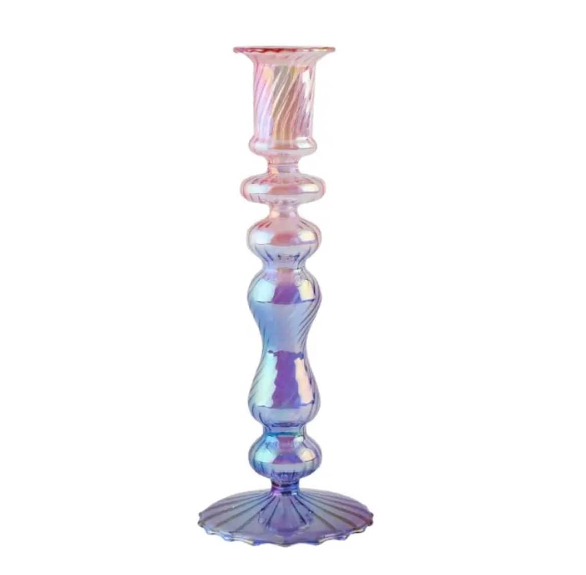 Lacquered Purple Vase Candleholder – Elegant Glass Decor for Home and Events