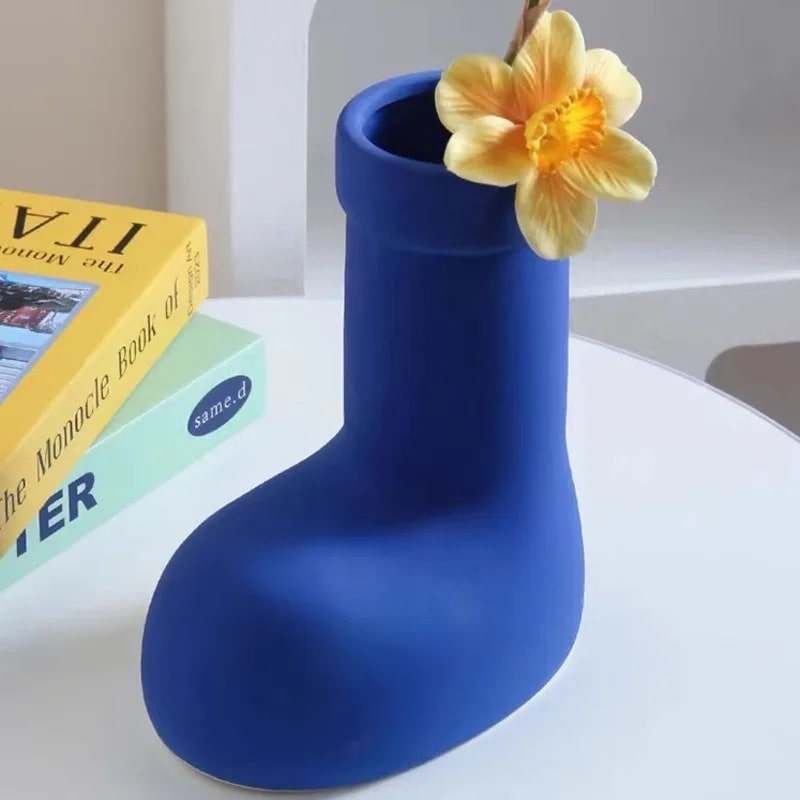 Festive Red Boot Vase for Christmas Decor