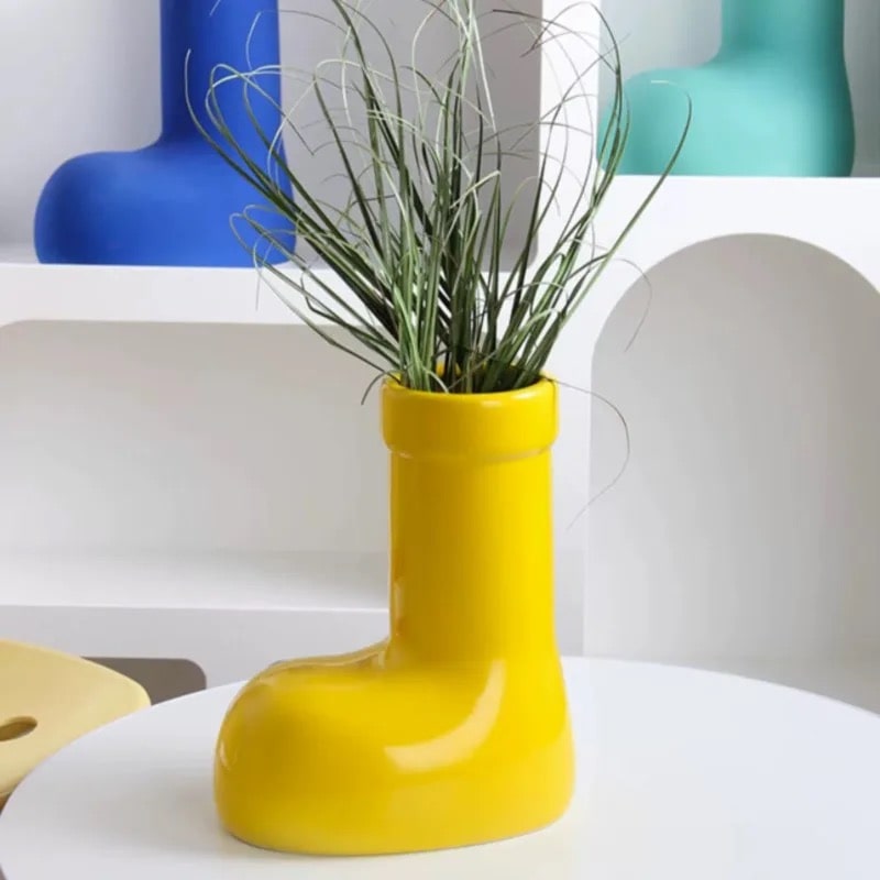 Stylish Red Boots Vase for Room Decoration