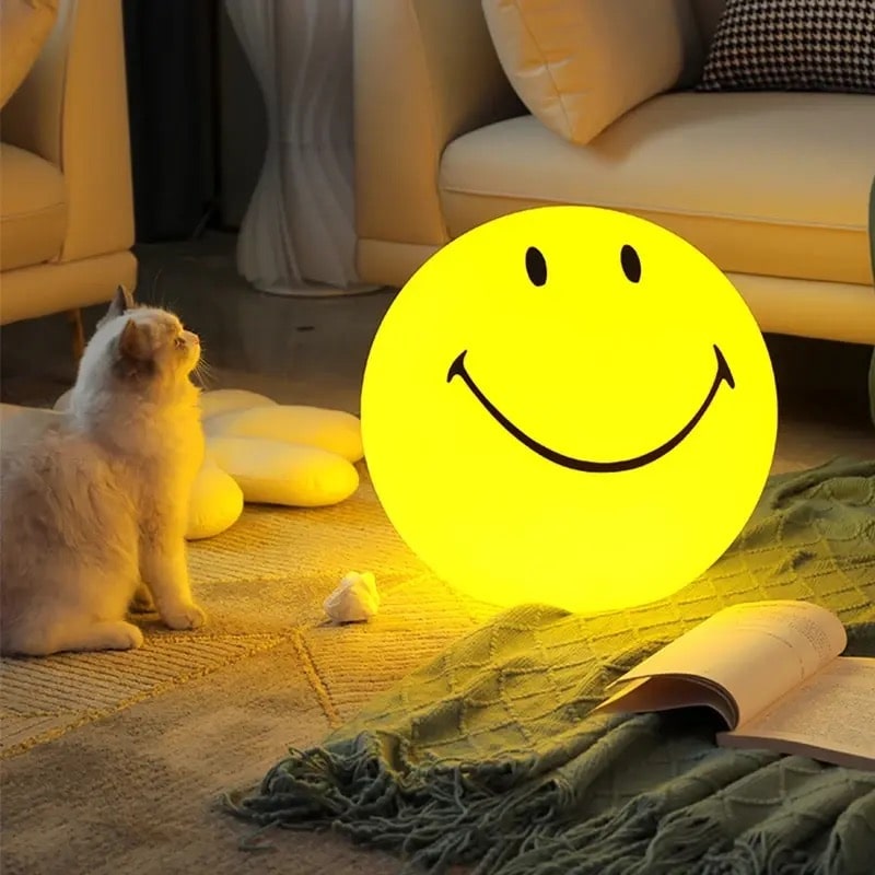 Fun Bright Yellow Smiley Face w Blue Sunglasses LED Night Light Room deals Wall Decor