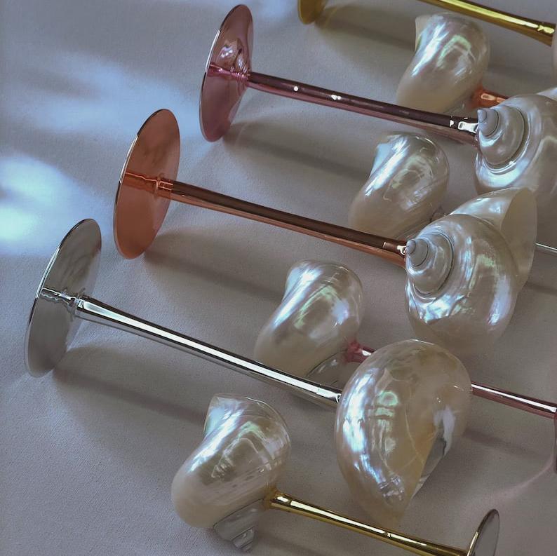 Handcrafted Shell Wine Glass for Mermaid Room Decor