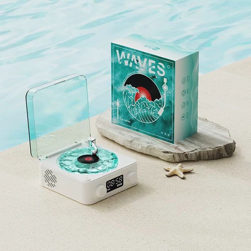 Wireless mini record player with Bluetooth and RGB LED lights, perfect bedroom decor