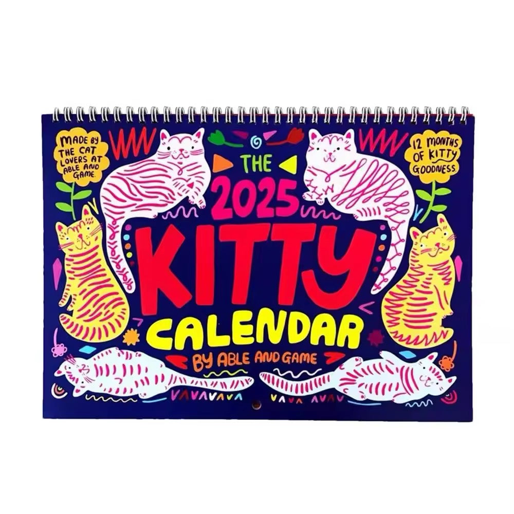 Colorful 2025 kitty calendar for Christmas gift