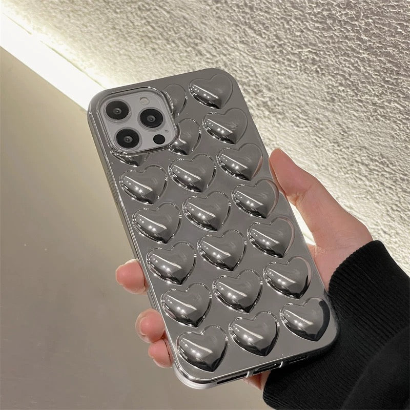 Shockproof TPU soft case featuring elegant 3D hearts