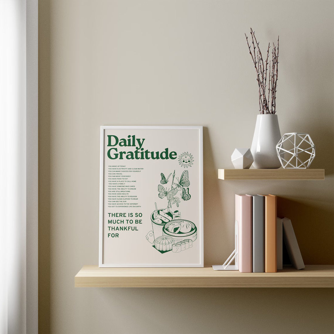 Green retro poster with 70s-inspired design, perfect for dorm decor