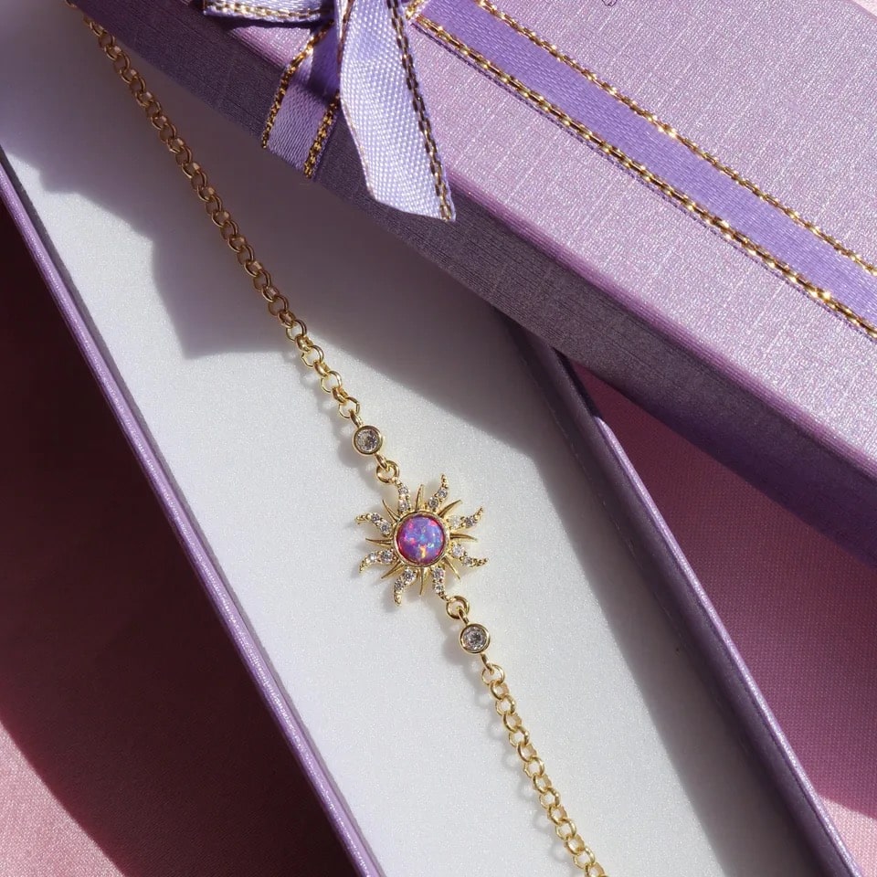 Purple opal ring and necklace gift set