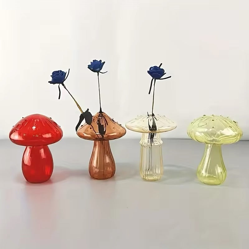 Glass Colorful Mushroom Vase