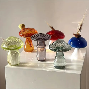 Glass Colorful Mushroom Vase