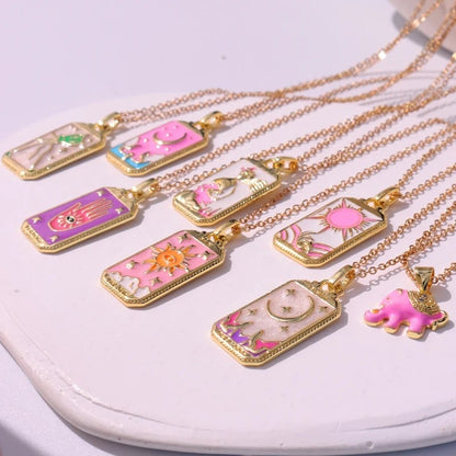 Pink tarot card pendant necklace, a stylish accessory for lovers of the occult.