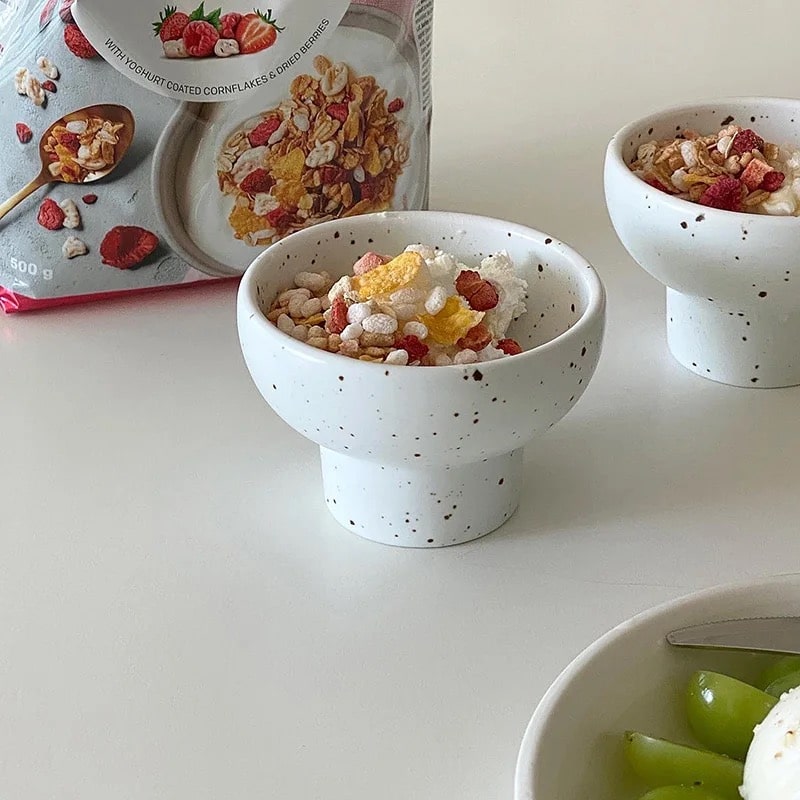 Vintage-inspired retro ceramic bowl, adding charm to your dining table.