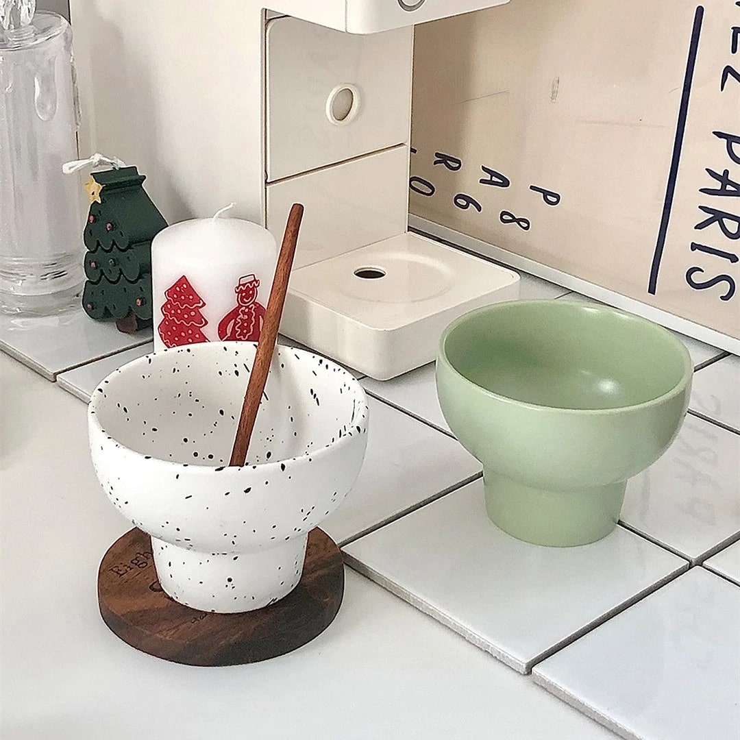 Timeless ceramic bowl featuring a retro pattern, adding character to your kitchen.