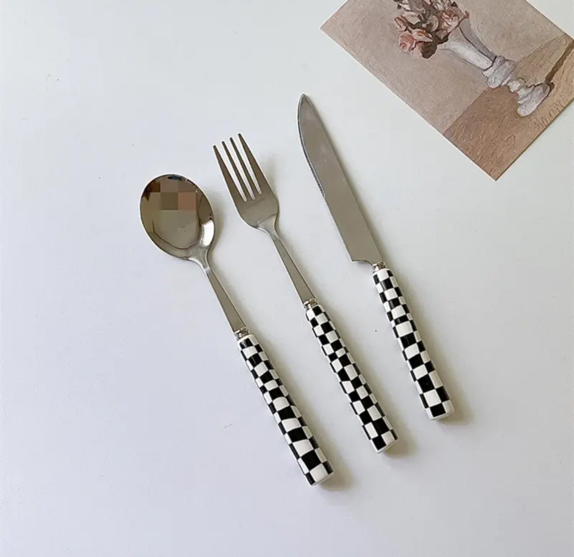 Checkerboard Patterned Spoon - Vintage flair from The Feelz Store