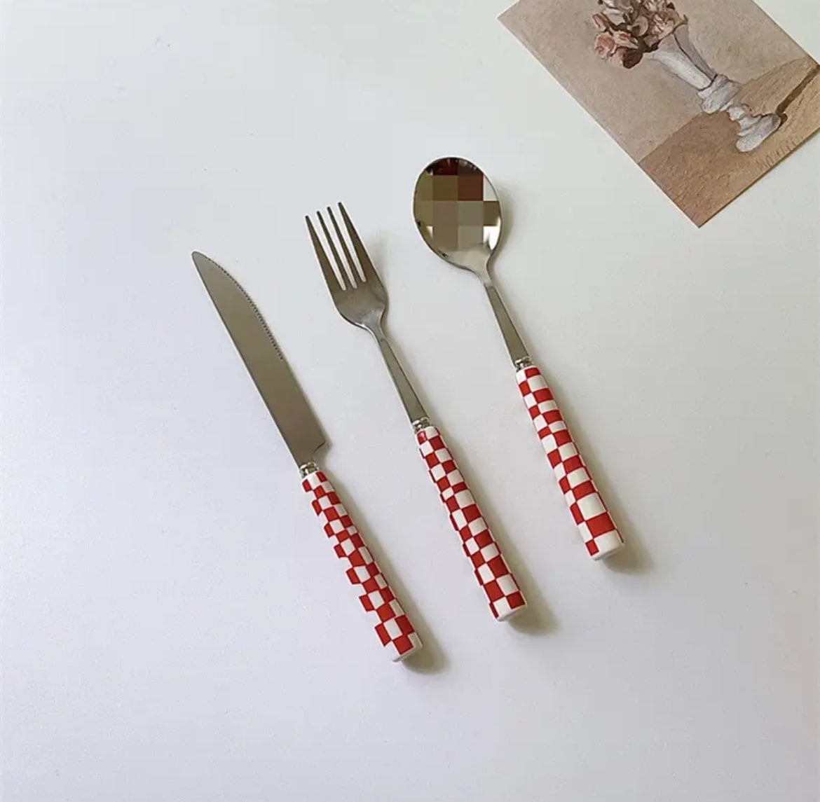 Vintage Checkerboard Design Spoon - Available at The Feelz Store