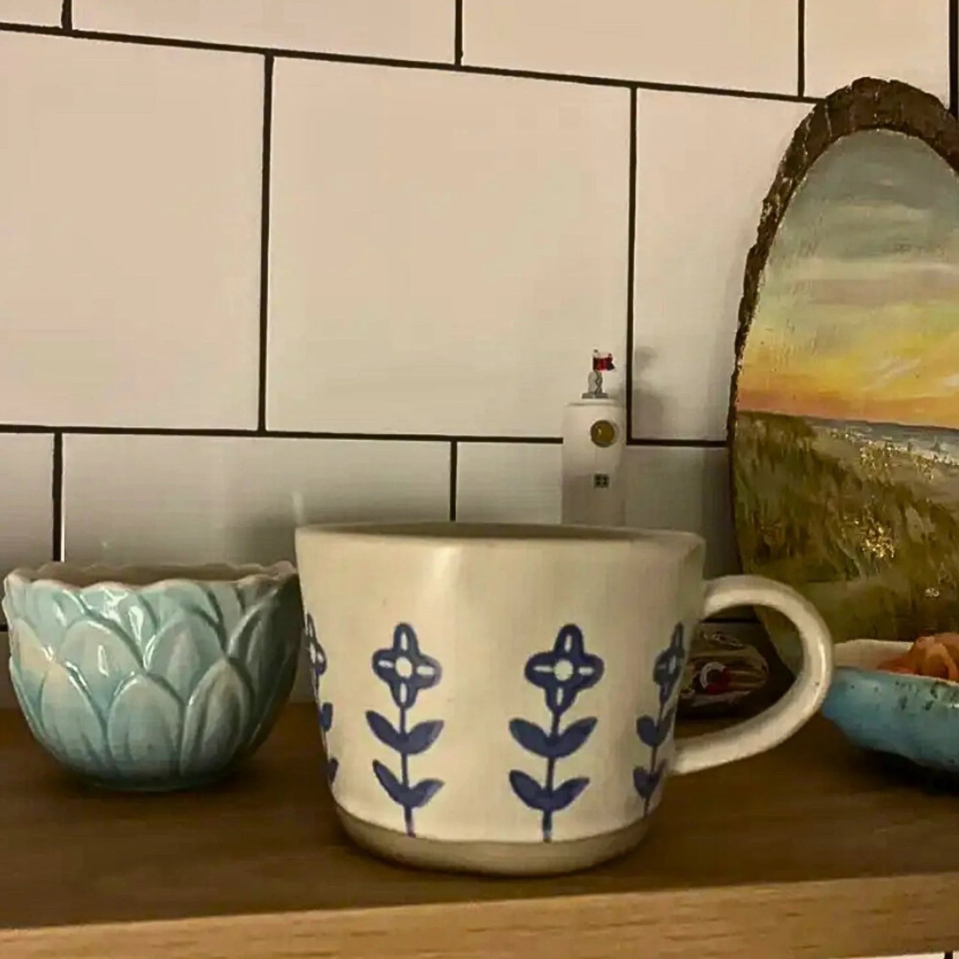 Blue Retro Ceramic Mug Feelz