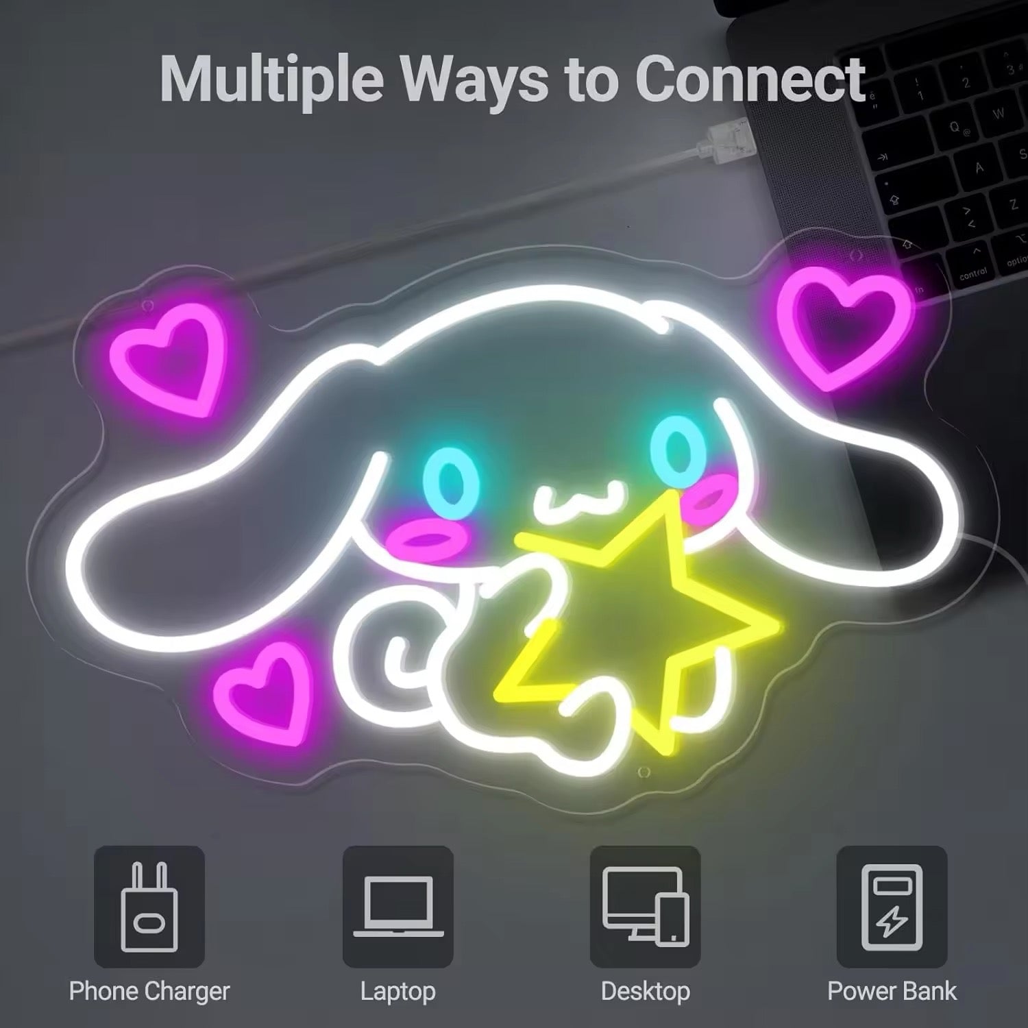 Kawaii anime neon light for bedroom