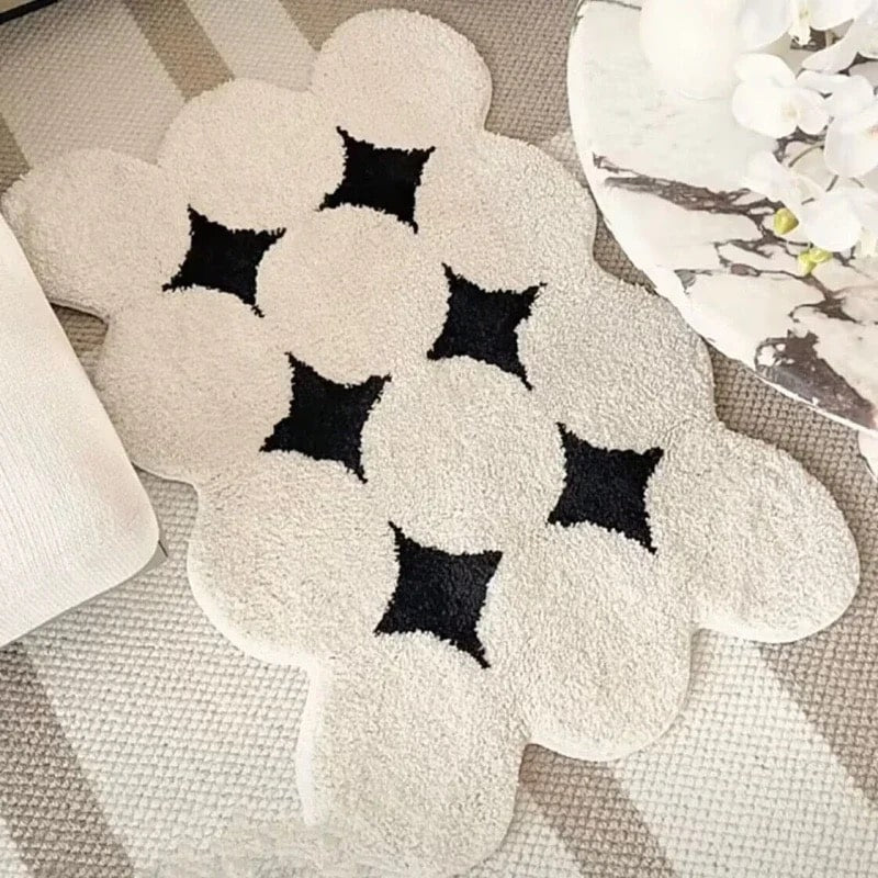 Black and white flocking rug for Scandinavian decor