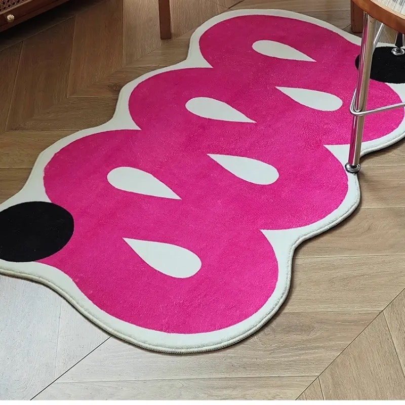 Stylish ripple design pink rug for modern home decoration