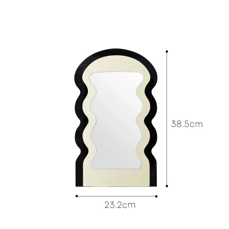 Special-shaped wavy mirror for bedroom and entrance decor. Minimalist acrylic design for makeup and home decoration.