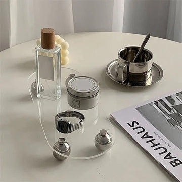 Acrylic storage tray for organizing cosmetics on your vanity