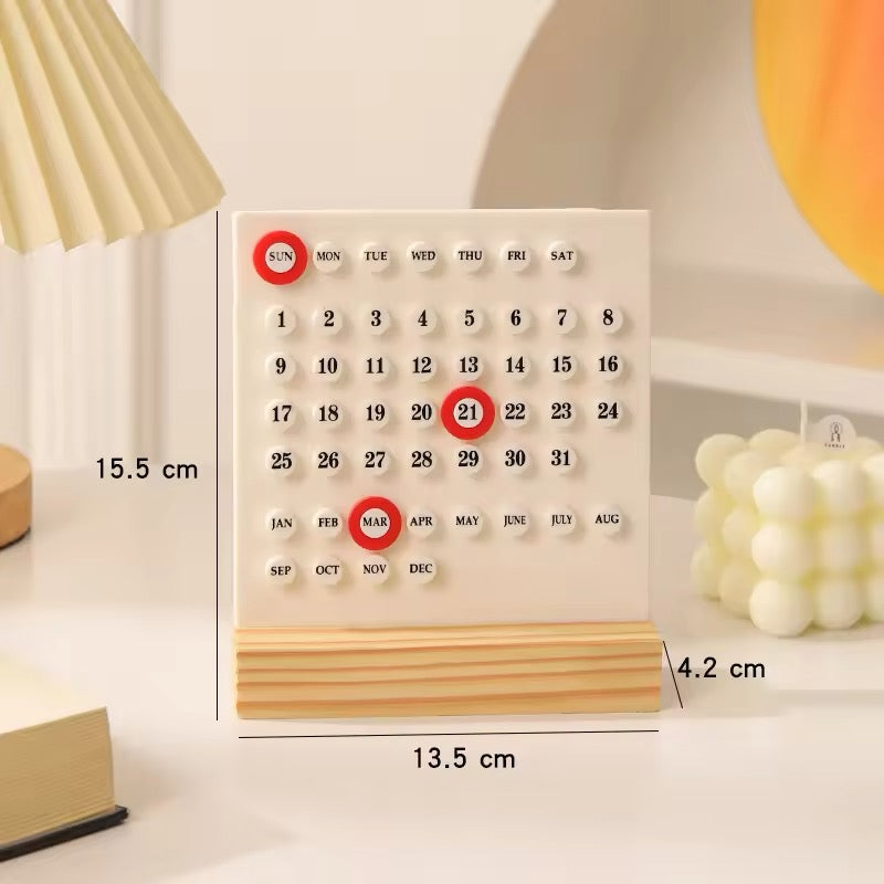 Aesthetic acrylic and wooden desk calendar for dorm décor