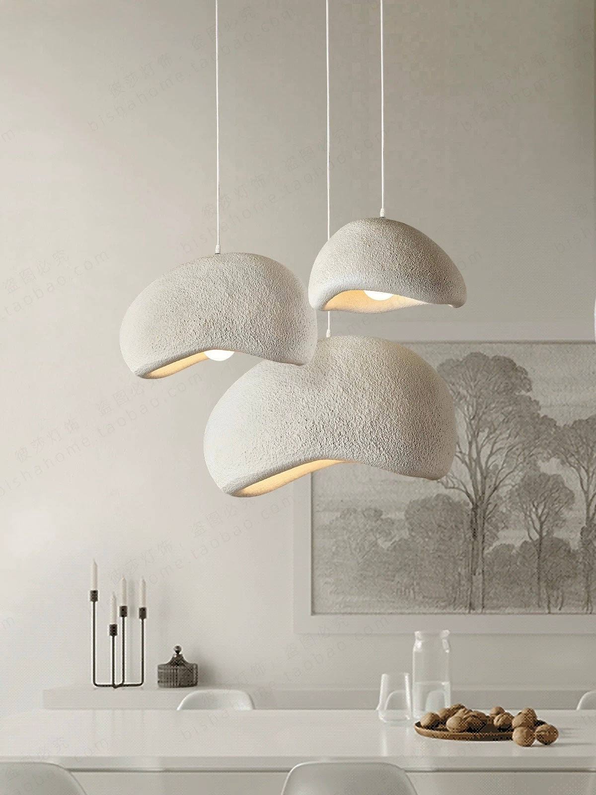 White dome LED pendant light for home or cafe lighting