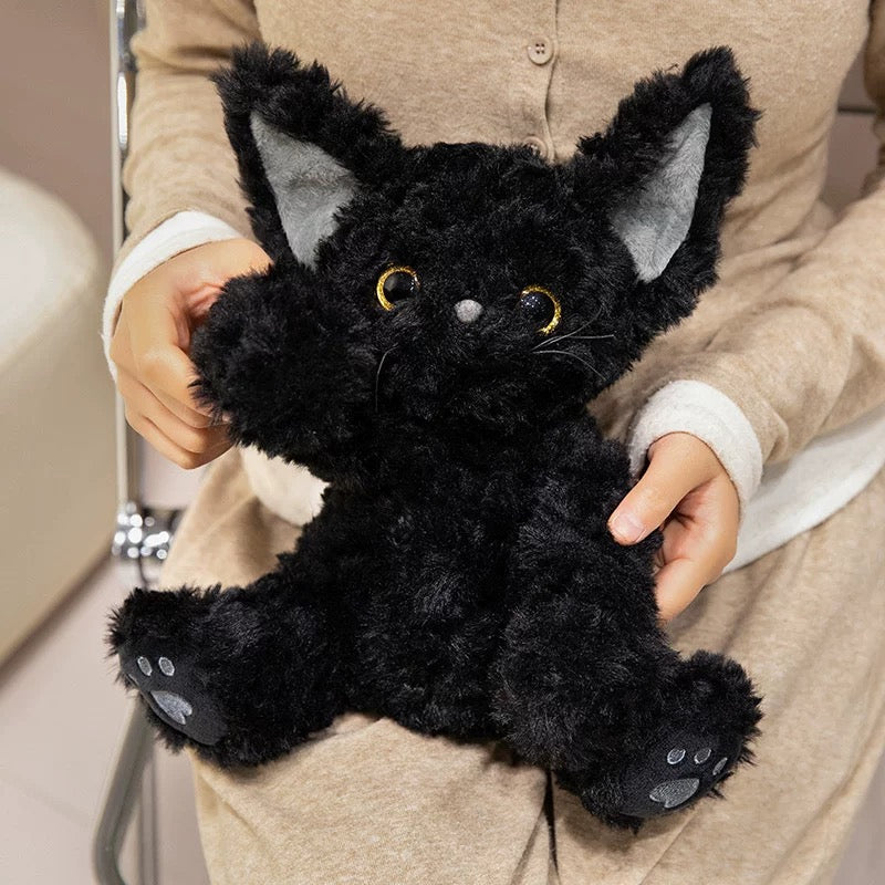 Black Cat Plush Toy – Soft & Fluffy Kawaii Stuffed Animal Pillow