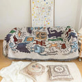 Jacquard jigsaw puzzle blanket with tassels, perfect for bedroom