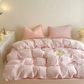 Modern coquette pink plaid bedding set for bedroom decor