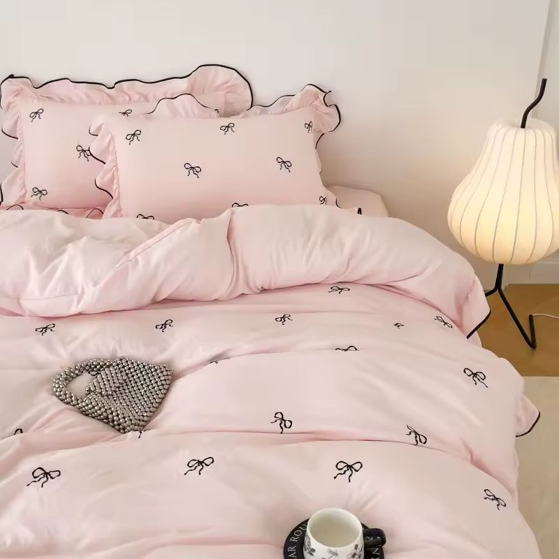 Ruffle trim duvet set for a chic dorm room transformation