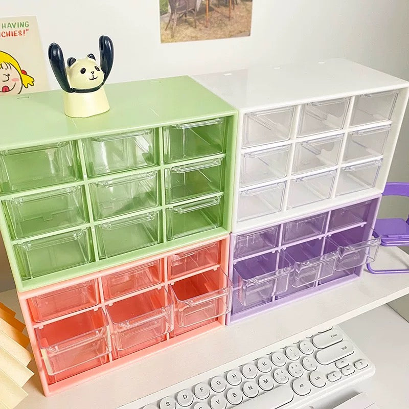 Transparent desktop storage box with drawers for aesthetic decor