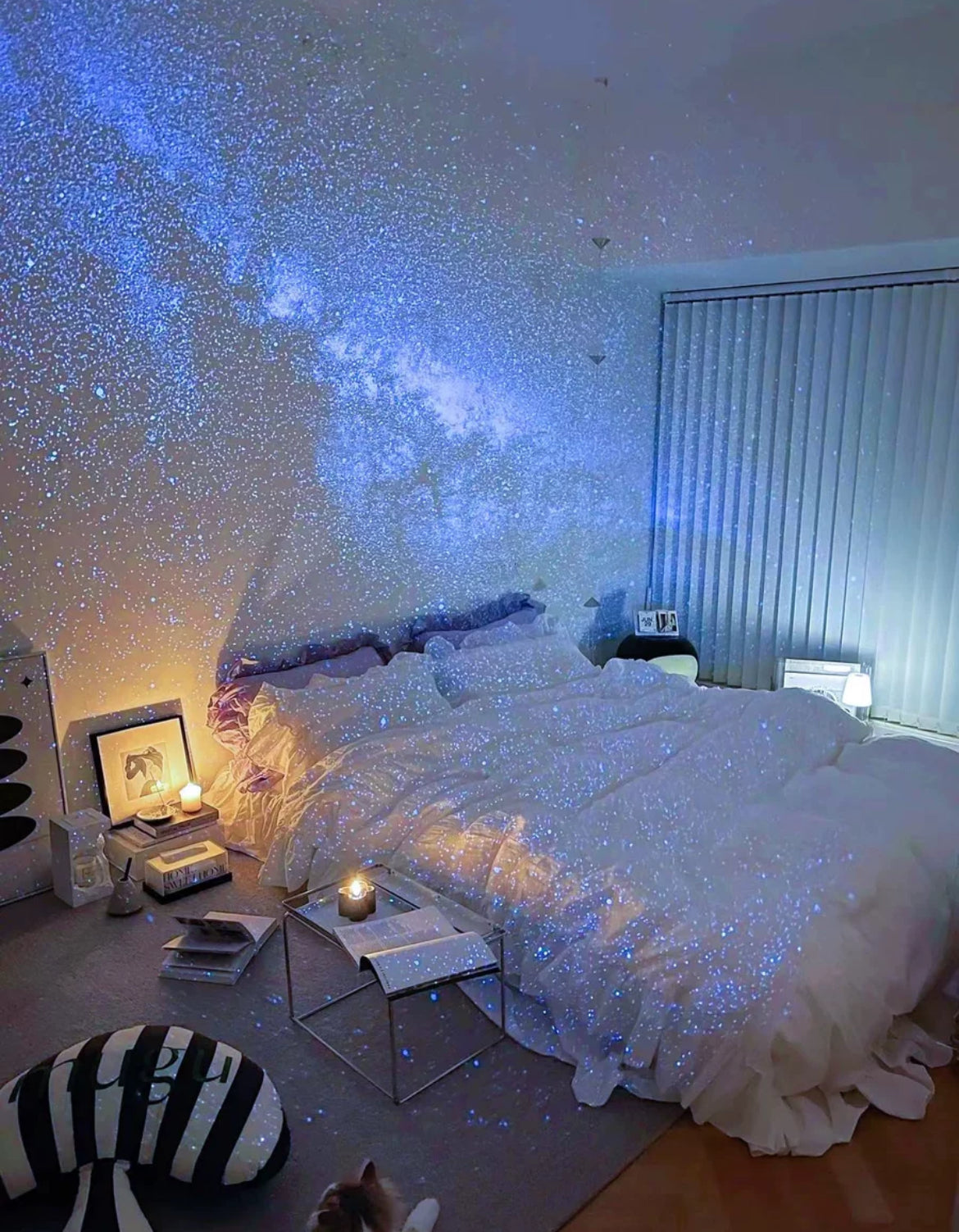 Bedroom galaxy projector light for aesthetic decor