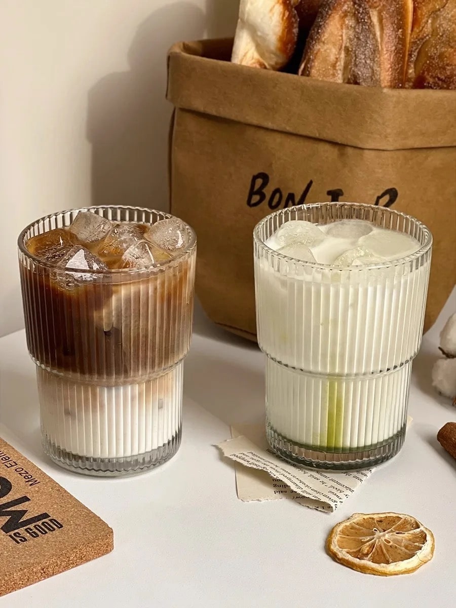 Aesthetic Glass Cup for Iced Coffee, Milk Tea, and Cocktails