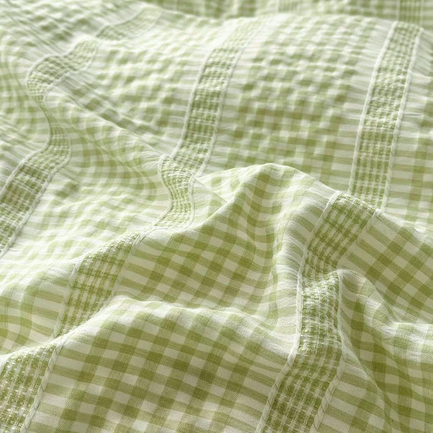 Green & Cream Ruffle Bedding Set – Soft Girl Room Decor Bedding Set ...
