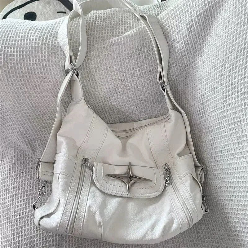 Designer-inspired Y2K crossbody bag in white PU leather