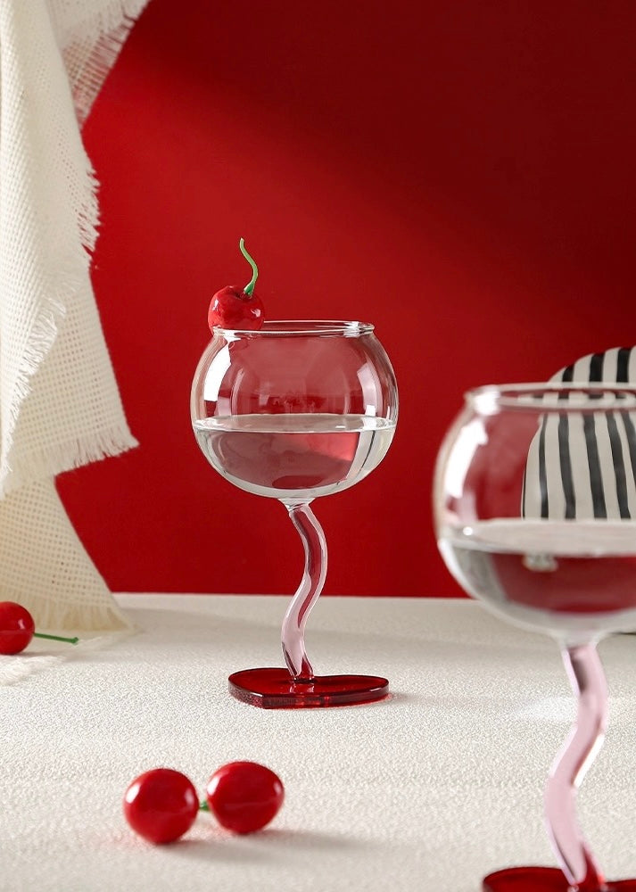 Aesthetic heart shaped wine glass goblet for weddings anniversaries and romantic celebrations
