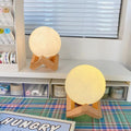 Wooden base moon lamp for elegant desk lighting