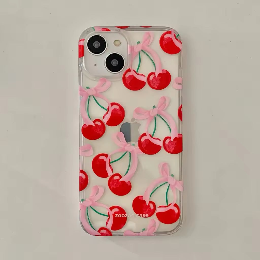 Coquette Cherry Bow iPhone Case - Pink Phone Case with Bow The Feelz Coquette Cherry Bow iPhone Case - Pink Phone Case with Bow The Feelz