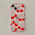 Soft clear iPhone case with cherry and bowknot design, compatible with iPhone 15